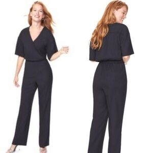 NYDJ Cross Front Flutter Sleeve Jumpsuit Black L